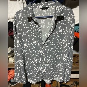 Elegant Gray Floral Women's Blouse